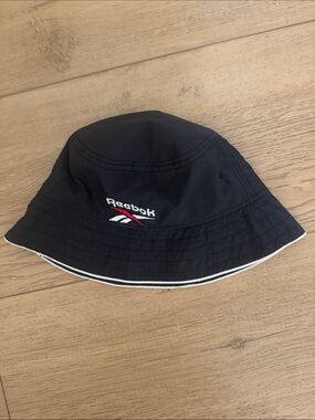 Reebok Black Bucket Hat with White Trim and Red Logo